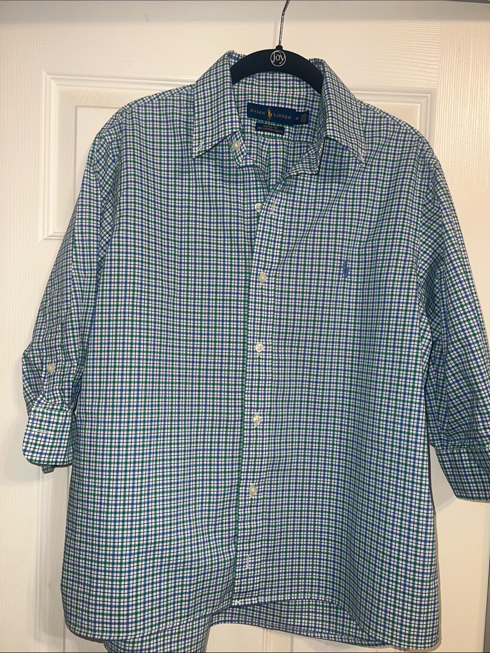 Polo Ralph Lauren Blue/Green Plaid Cotton Button-Down Shirt